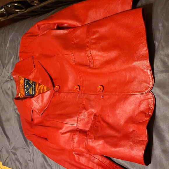 Red Genuine Italian Leather Blazer-Size 12 Like New Butter Soft - Italiano - Picture 3 of 4